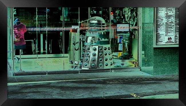 Dalek in London Framed Print by John Boekee