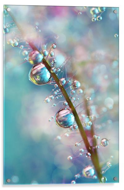 Rainbow Blue Smokey Drops Acrylic by Sharon Johnstone