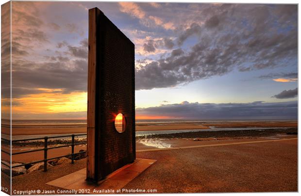 Sunset At The Memorial, Cleveleys Canvas Print by Jason Connolly