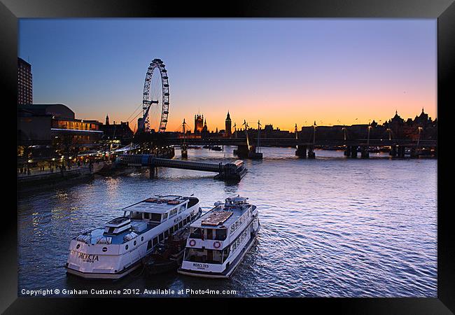 London Skyline at Sunset Framed Print by Graham Custance