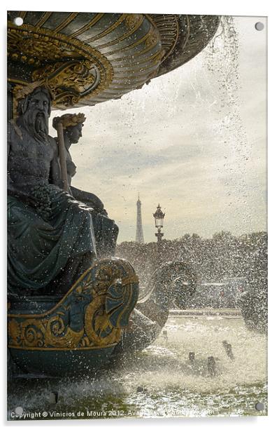 Fountain view of Eiffel Tower Acrylic by Vinicios de Moura