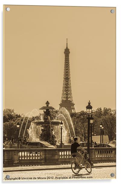Cycling in Paris Acrylic by Vinicios de Moura