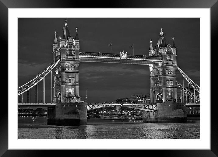 Tower Bridge in Mono Framed Mounted Print by peter tachauer