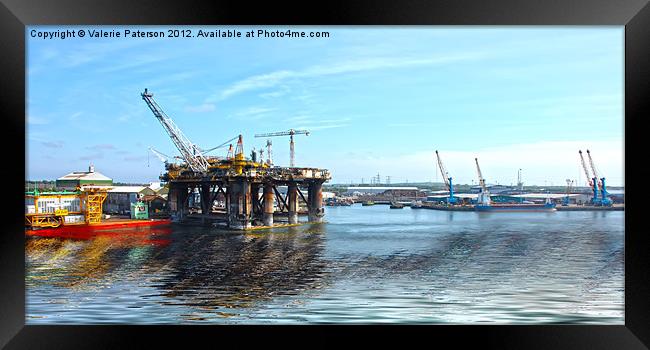 Oil Rig Seascape Framed Print by Valerie Paterson
