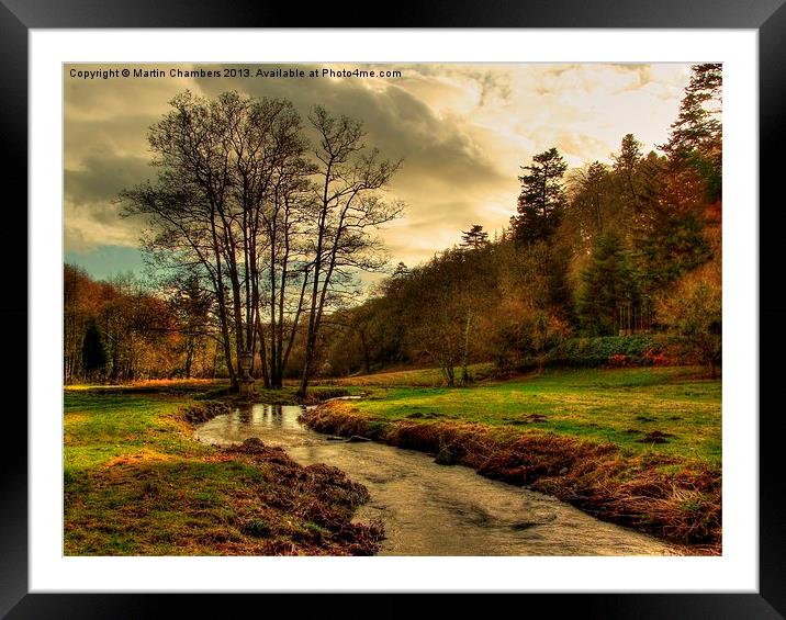 Stream at Colby Woodland Gardens Framed Mounted Print by Martin Chambers