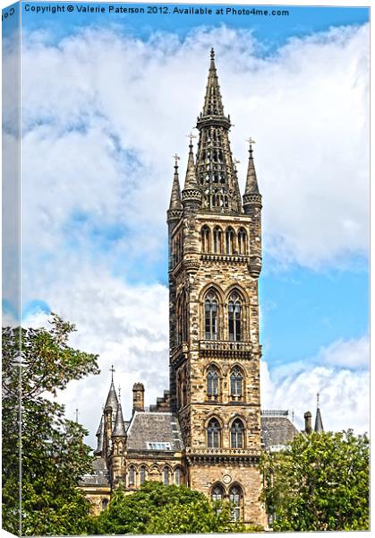 Glasgow University Tower Canvas Print by Valerie Paterson