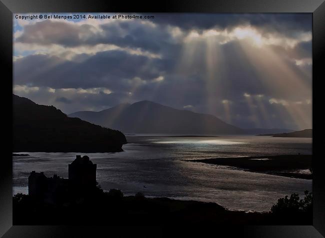 Eilean Donan Castle Sun Rays Framed Print by Bel Menpes