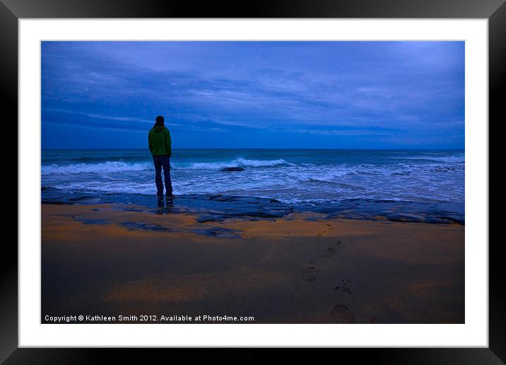 Young man on a beach Framed Mounted Print by Kathleen Smith (kbhsphoto)