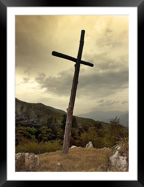 Ancient Timber Cross, Tuscany's Crown Framed Mounted Print by Graham Parry