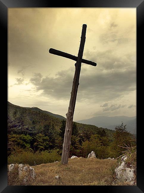 Ancient Timber Cross, Tuscany's Crown Framed Print by Graham Parry