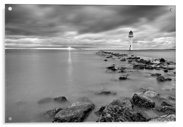 PERCH ROCK ( Sunburst B+W ) Acrylic by raymond mcbride