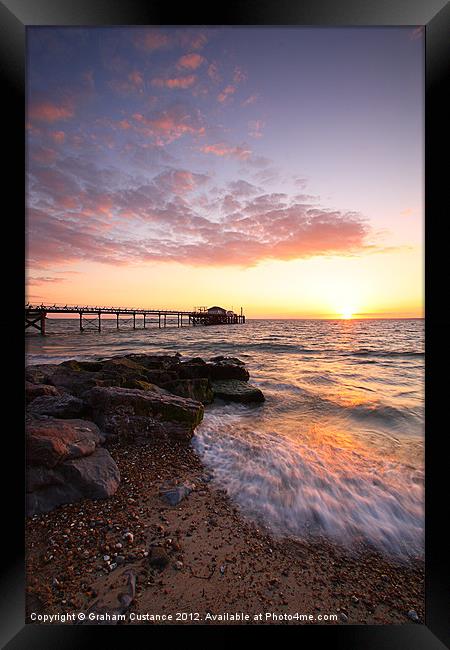 Totland Bay Sunset Framed Print by Graham Custance