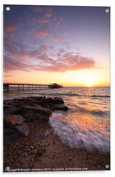 Totland Bay Sunset Acrylic by Graham Custance