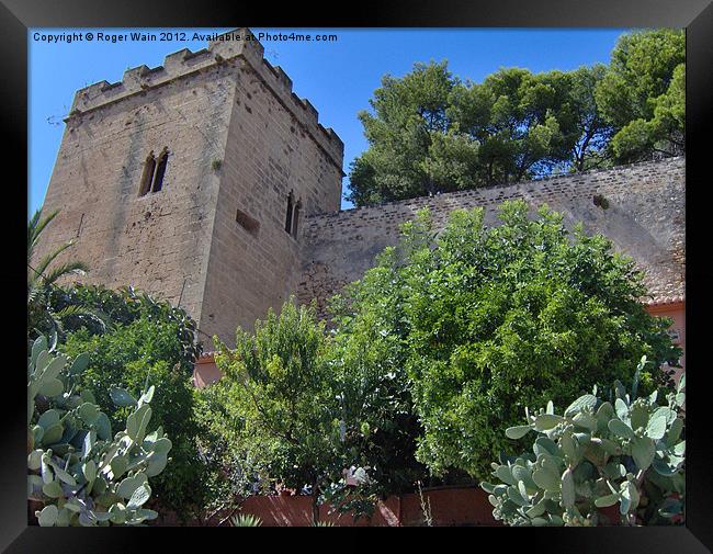 View of Castle Denia Spain Framed Print by Roger Wain