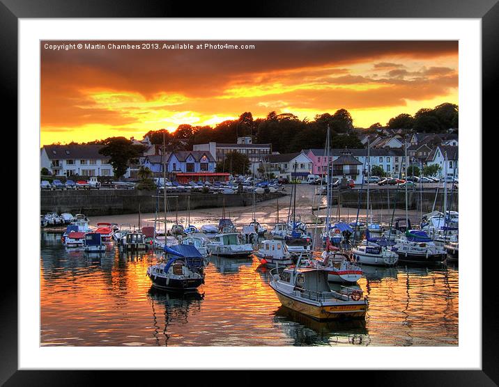Saundersfoot Harbour Sunset Framed Mounted Print by Martin Chambers
