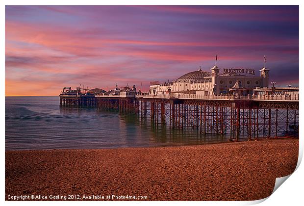 Brighton Pier Sunrise Print by Alice Gosling