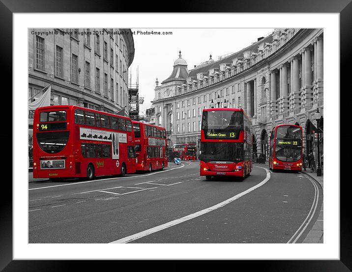 London Scene red buses Framed Mounted Print by Steve Hughes