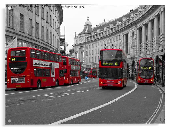 London Scene red buses Acrylic by Steve Hughes
