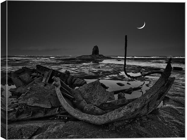 Black Nab and crescent moon Canvas Print by Graham Moore