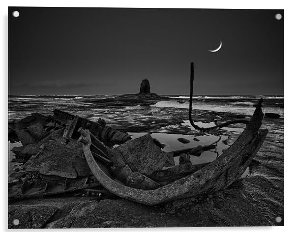 Black Nab and crescent moon Acrylic by Graham Moore