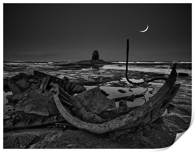 Black Nab and crescent moon Print by Graham Moore