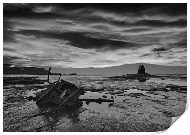 Black Nab with dramatic sky Print by Graham Moore