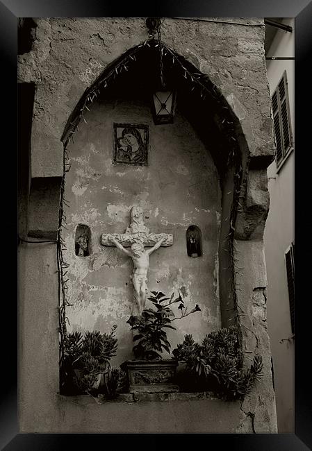 Divine Laterina: An Italian Wayside Crucifix Framed Print by Steven Dale