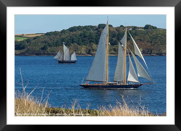 Blue Schooner 03 Framed Mounted Print by Brian Roscorla