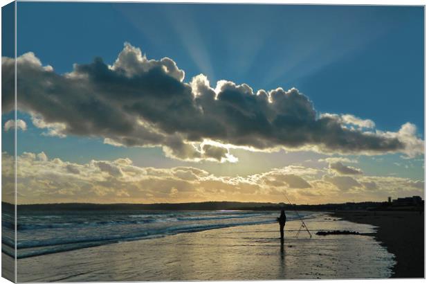 Fishing at the Bay. Canvas Print by Becky Dix