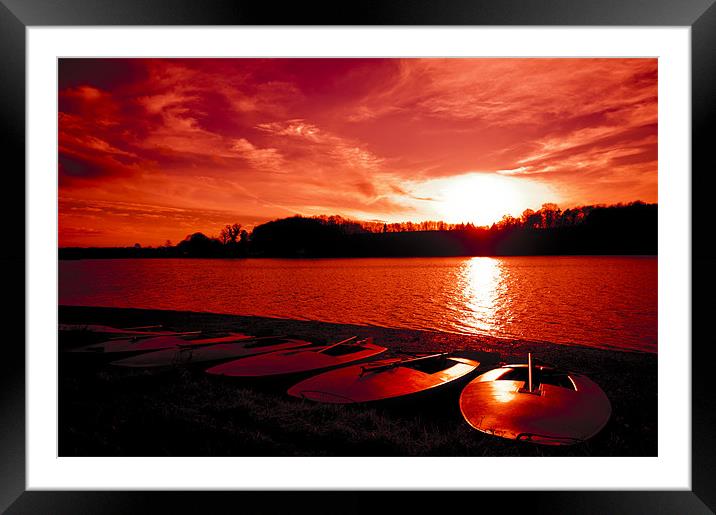 Red Sky at Ardingly Reservoiur Framed Mounted Print by Eddie Howland