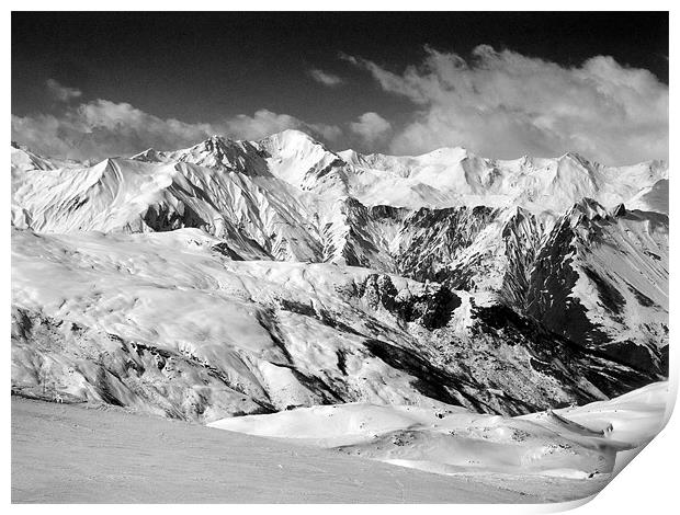 Courchevel mountainscape Print by Graham Moore