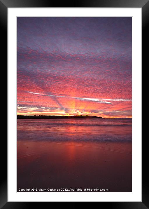 Harlyn Bay Sunset Framed Mounted Print by Graham Custance