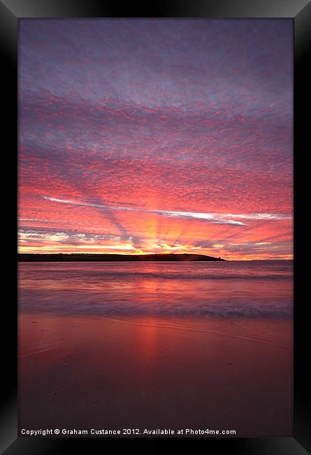 Harlyn Bay Sunset Framed Print by Graham Custance