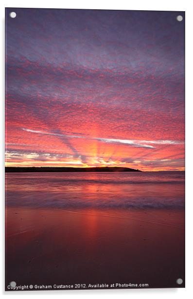Harlyn Bay Sunset Acrylic by Graham Custance