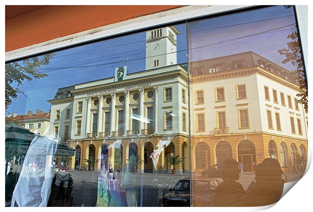 Reflections of Sliven Town Hall Print by Tony Murtagh