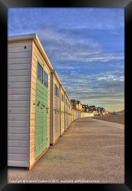 Lyme Regis beach huts Framed Print by Graham Custance