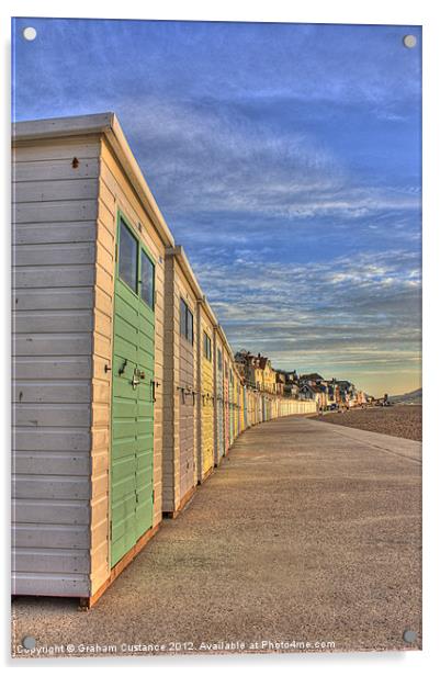 Lyme Regis beach huts Acrylic by Graham Custance