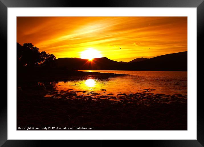 Loch Sunset Framed Mounted Print by Ian Purdy
