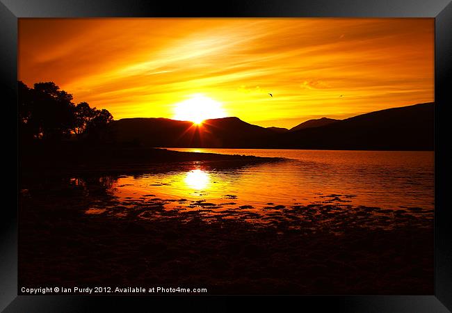 Loch Sunset Framed Print by Ian Purdy