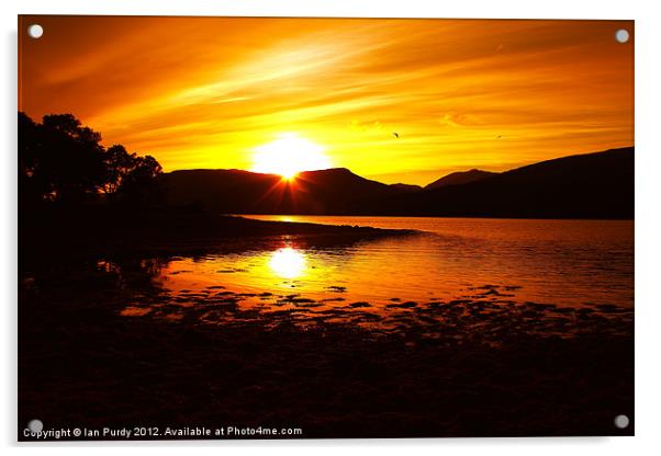 Loch Sunset Acrylic by Ian Purdy