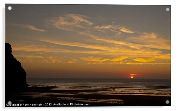 Porth Towan Sunset Acrylic by Pete Hemington