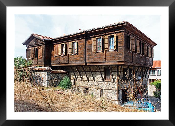 Stone and Wooden Building, Sozopol Framed Mounted Print by Tony Murtagh