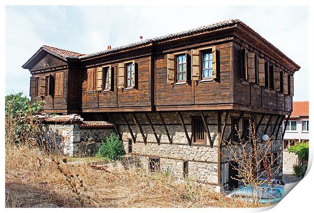 Stone and Wooden Building, Sozopol Print by Tony Murtagh