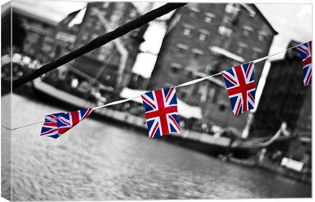 Great British Flag over Glocuester Docks Canvas Print by Dan Fisher