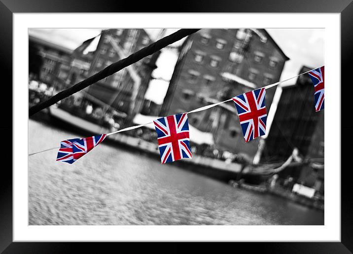 Great British Flag over Glocuester Docks Framed Mounted Print by Dan Fisher