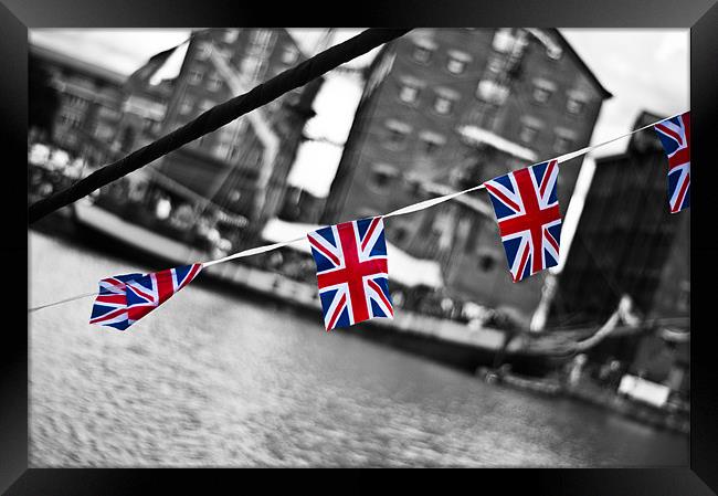 Great British Flag over Glocuester Docks Framed Print by Dan Fisher