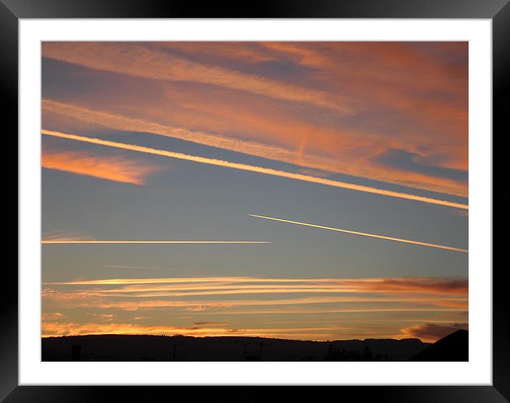 Jet Streams Sunset 2 Framed Mounted Print by Roger Stevens