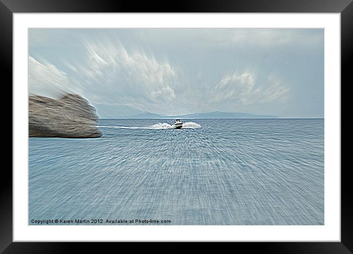Speed Boat Framed Mounted Print by Karen Martin