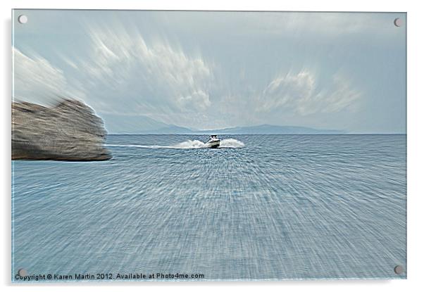 Speed Boat Acrylic by Karen Martin