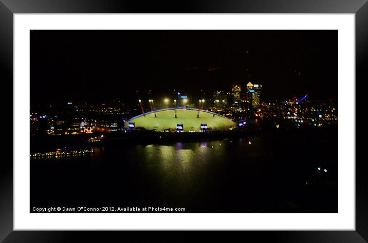 Docklands and the O2 at Night Framed Mounted Print by Dawn O'Connor